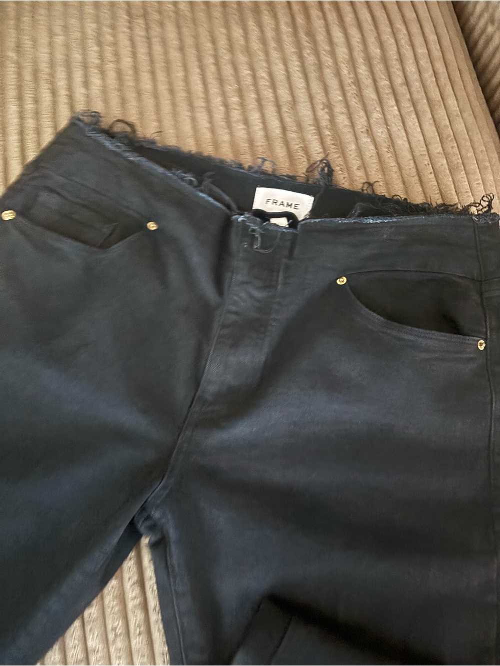 Frame Denim Black Straight-Leg Pants